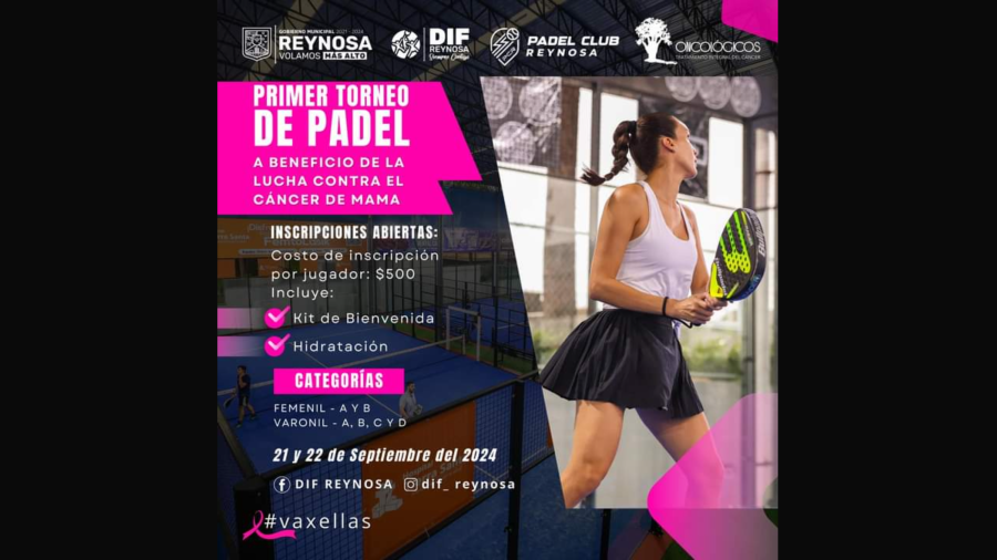 Invita DIF Reynosa a participar en el Primer Torneo de Pádel a beneficio de sobrevivientes de cáncer de mama