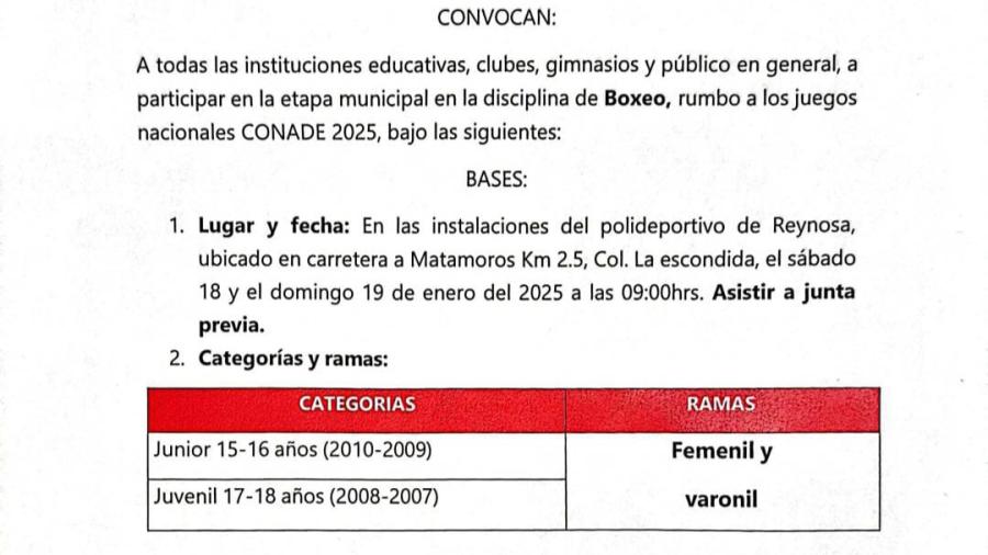 Etapa Municipal de Box en el Polideportivo Reynosa